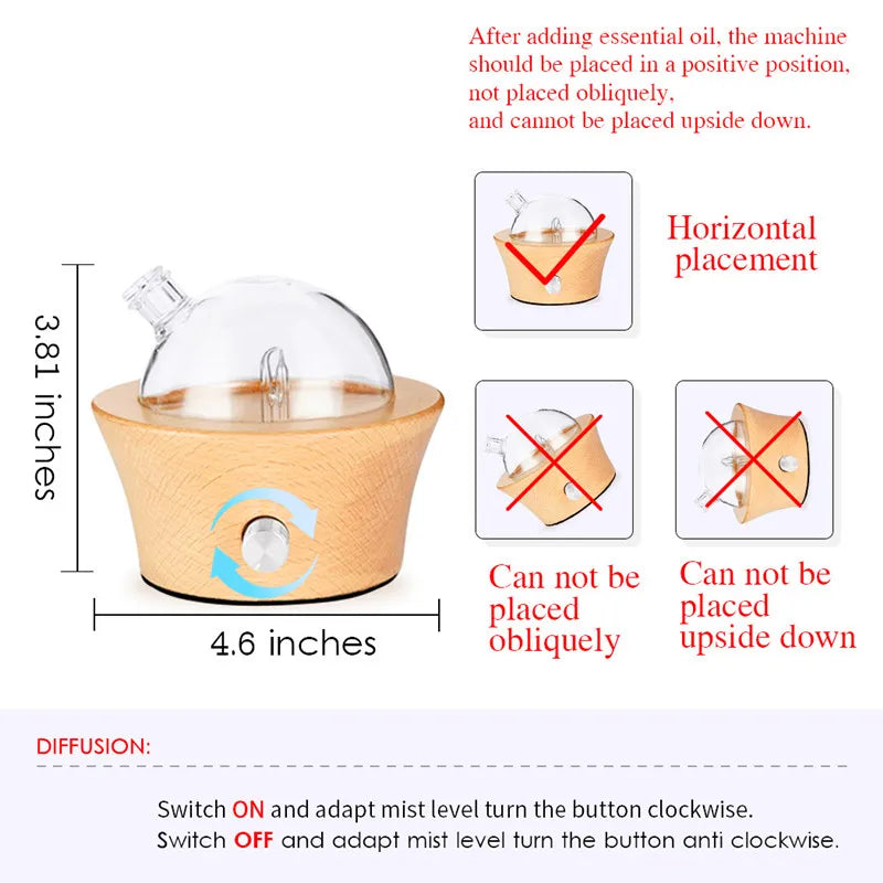 Swee + Euca HOLISTIC Wooden Glass Aromatherapy Pure Essential Oils Diffuser Waterless Aroma Diffuser Air Nebulizer Household Humidifier For Home